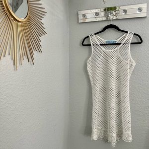 White Fishnet Mini Cover Up Dress